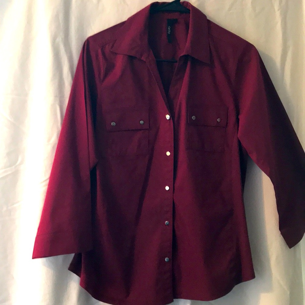Burgundy button up shirt